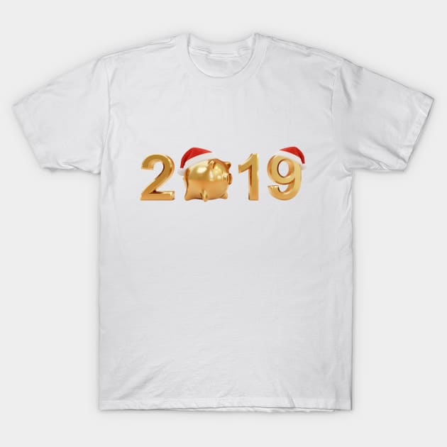 Golden New Year 2019 T-Shirt by CreativeGoods